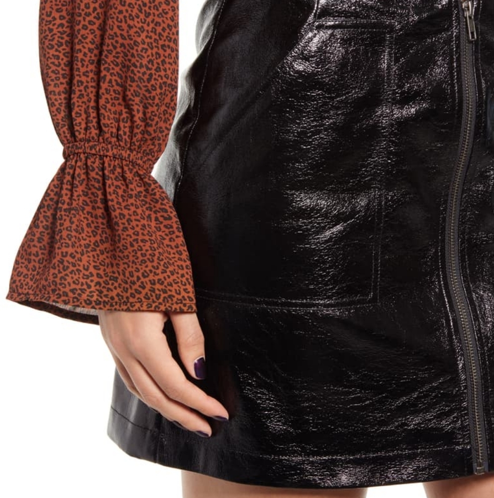 MINKPINK Coyote Vegan Leather Mini Skirt Goth Moto Biker Rock - Picture 12 of 13